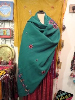 画像1: KUTCH ミラーワーク　大判ショール（KU-MSLGR)