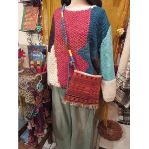 画像: vintage manali Wool リメイク　ショルダーBAG（M-RBAG3)