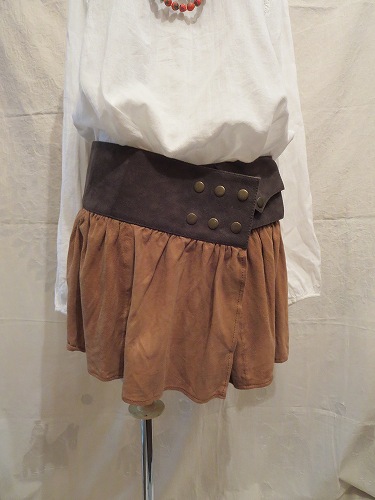 画像: ソフトスエード　ポケット付き　巻きスカート（I-DEL-PSK1)