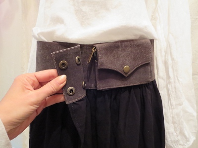 画像: ソフトスエード　ポケット付き　巻きスカート（I-DEL-PSK2)