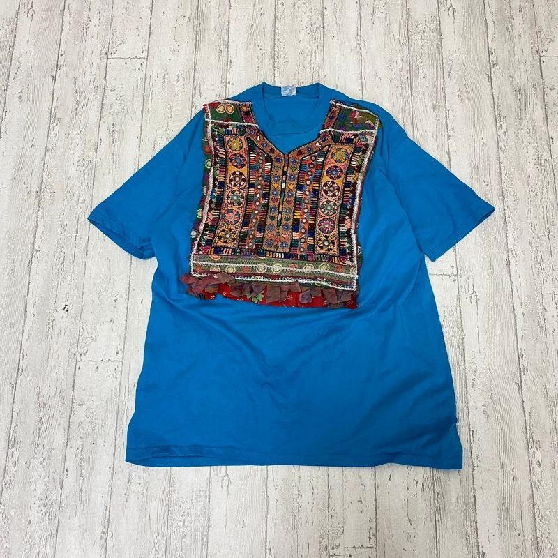 画像1: vintage fabric リメイクT　（manart-11)