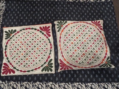 画像3: インド　ミラー刺繍　クッションカバー（IMCUS)khaki